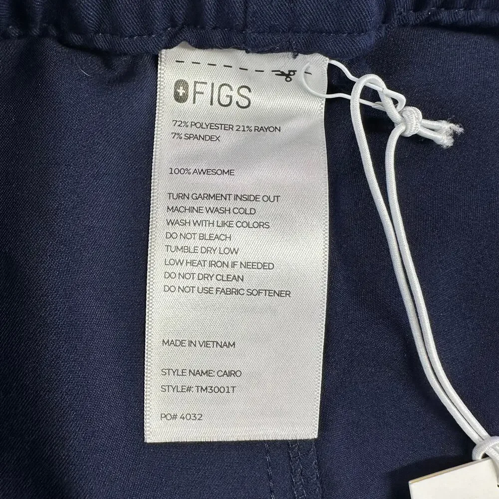 Figs Cairo Cargo Scrub Pants Mens XXL Tall Navy Blue Medical Pockets Drawstring